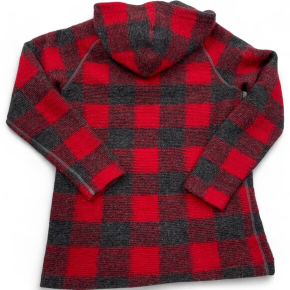 Woolrich Wool Blend Hooded Mid Weight Duffle Coat Jacket Red Plaid Women's Small - Picture 4 of 10
